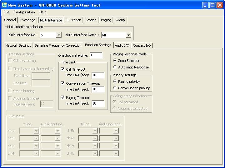 Chapter 5: SYSTEM SETTINGS BY SOFTWARE 5.5.3. Function settings Step 1. Click "Function Settings" tab to display the following setting screen. Step 2. Set individual items.