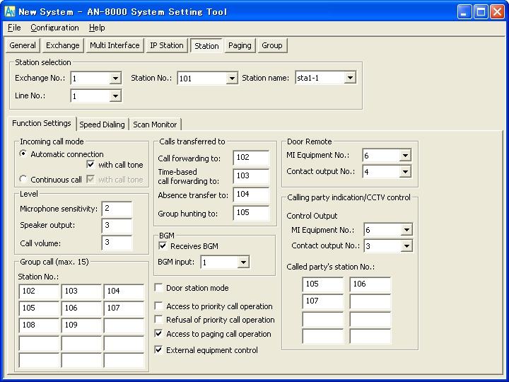Chapter 5: SYSTEM SETTINGS BY SOFTWARE 5.7. Setting Stations Connected to the Exchange Click "Station" to select the station to be set.