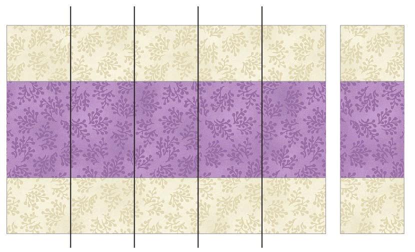 11. Background Block B with Long Seeds Applique 12. Sew a 2½" fabric 1 strip to each side of the 4½" fabric 4 strip.