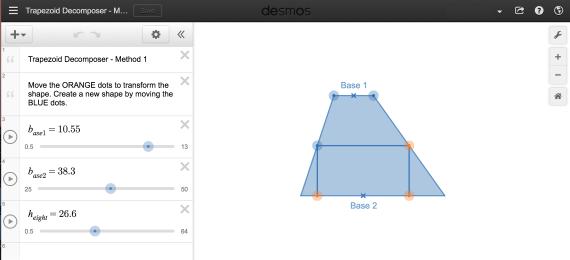 CC1 5.3.4: 5-96 Trapezoid Decomposer - Method 1 Student etool (Desmos) Click on the line below for the 5-96 Trapezoid Decomposer - Method 1 Student etool (Desmos).