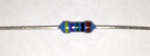Unless you re looking at this handout online, you can t read the colors. From left to right on this resistor (above-right photo), the stripe colors are yellow, violet, green, black, brown.