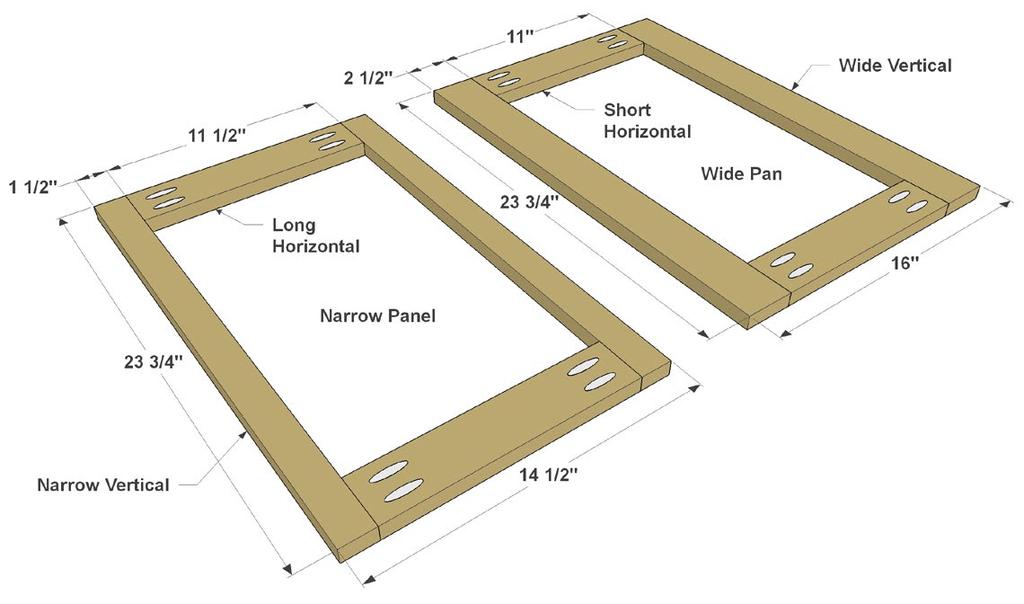 Step 3: Now you need to assemble the panels. Create a pair of narrow panels by joining two Narrow Verticals and two Long Horizontals.