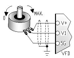 Chapter 4 Operation Configuration #1 Two or more VFDs connected to one 0-10VDC transducer fed by VFD1 24VDC internal power supply.