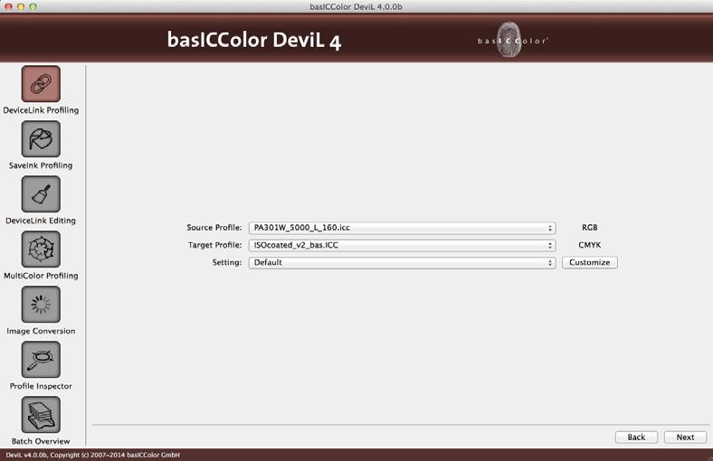 3. DeviceLink Profiling The basic task of a DeviceLink profile is to transform color data from one color space to another.