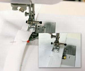 Then, with your edge pinned in place, sew a straight line, 1/4 away from the folded edge.