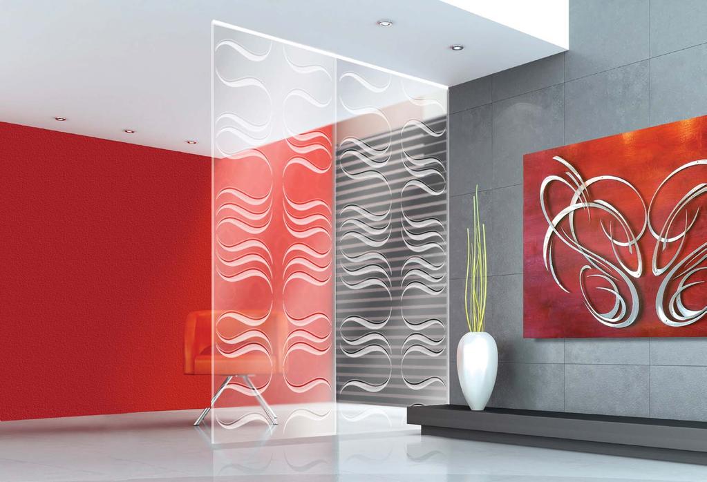 Partitions Custom designs can be applied to glass panels.