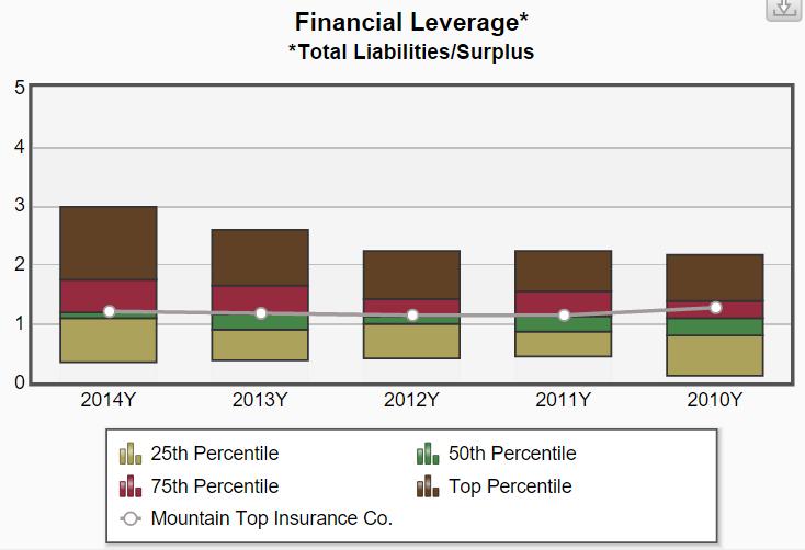 Financial Leverage* This chart indicates the total liabilities to surplus relative to your company s peers.