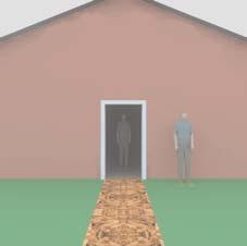 (a) (b) (c) Figure 6. Simulation of the shadow situation shown in Fig. 4. The person in the doorway entrance (a) is depicted brighter than the shaded person standing inside the hallway (b).