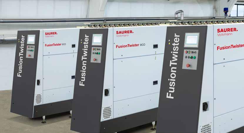 FusionTwister Volkmann oers with the two-for-one twisting systems for manufacturing of staple fibre twists an optimum in variability and flexibility with reduced energy consumption by up to 40%.