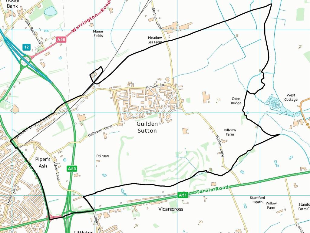Background to Survey The area surveyed was all households in Guilden Sutton Parish area within the boundary shown in the map below: Guilden Sutton Parish Boundary Source: Ordnance Survey Crown