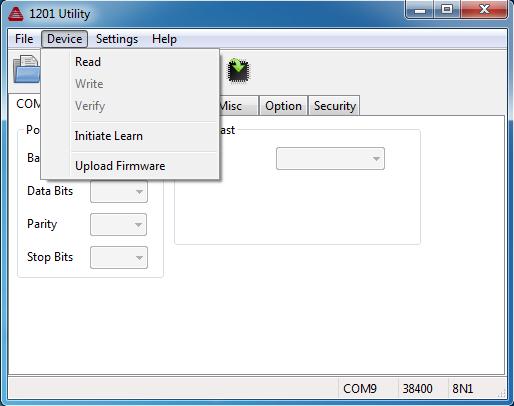 40 1201 Utility Software 7.5 Reading Clock Configuration When first starting the Utility there will be two functions open: Open and Read. Open selects a file to upload to a connected clock.