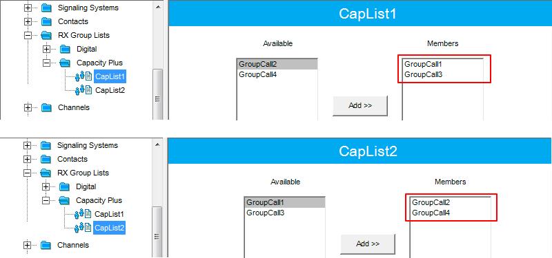 Capacity Plus 37 3. In the RX Group Lists tab switch to an Available list.