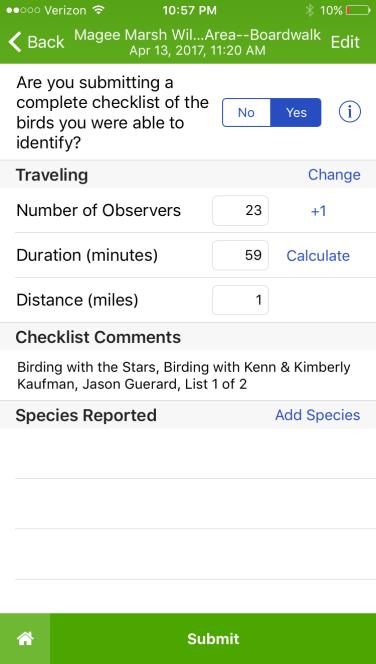 iphone example Android example 5. Please attempt to include numbers of individual species (even if a general estimate) rather than marking species with a generic x to indicate presence. 6.