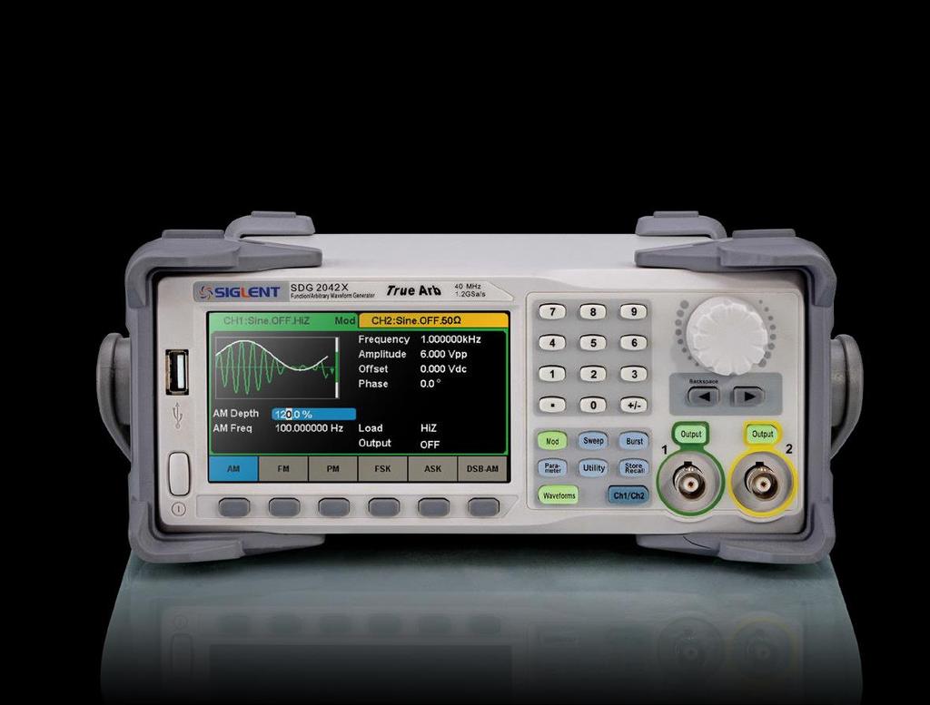 SDG2122X SDG2082X SDG2042X Overview SIGLENT s SDG2000X is a series of dual-channel function/arbitrary waveform generators with specifications of up to 120MHz maximum bandwidth, 1.