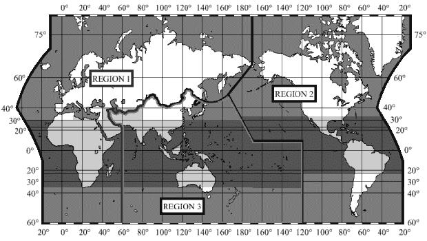 ITU Regions 26 Tropical zones
