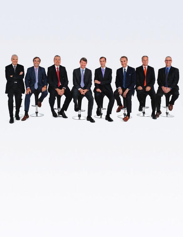 Corporate Management - From left to right: Jean-Marc Mommer, Armand de Villoutreys, Eric Nicolas, Patrick Firmenich, Aldo Uva, Friedrich Busse, Antoine Gautier, Robert Weinstein Board of Directors