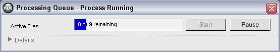 STEP 4: Start the Batch Process The Processing Queue - Process Running dialog, shown below, is displayed
