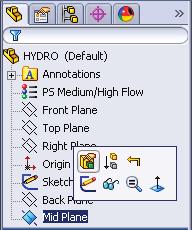 Click Mid Plane in the Feature Manager and click Edit Feature toolbar, Fig. 3. Step 2.
