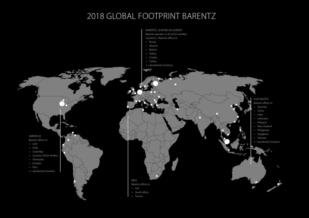 BARENTZ FACTS & FIGURES 2018 Head office Hoofddorp, The Netherlands Founded in 1953 Employees 1000 Operational countries more than 60