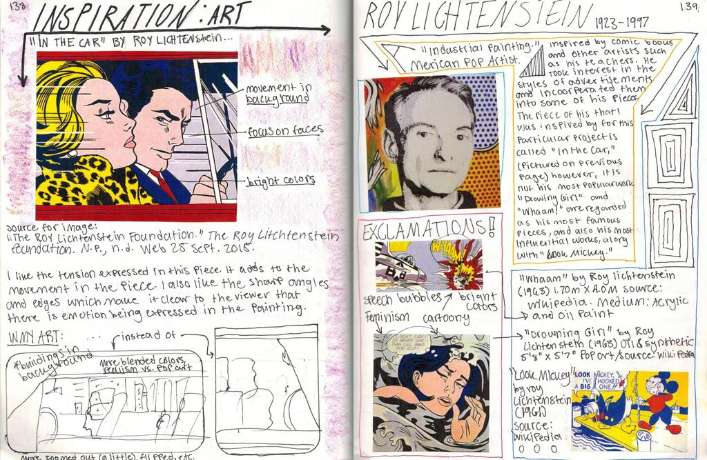 Create 5 or more pages of investigation based on 5 art movements.