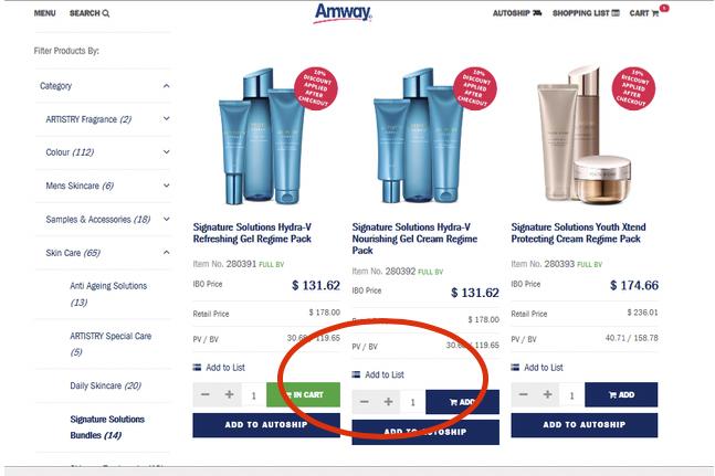As you are not logged onto the Amway website, the prices will show Retail Price. Step 3.