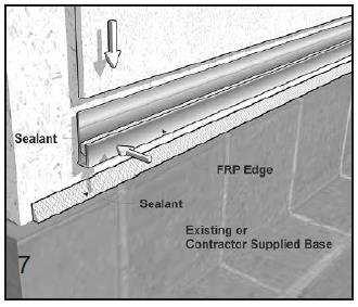 Application at Tile Curb, Floor, Base Molding and Ceiling Line Curb must be installed first.