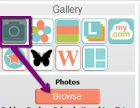 To populate the Gallery, make sure the Photos icon is selected (it will appear greyed out), and then click the pink Browse button.