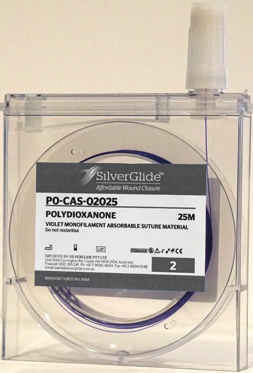 Polydioxanone Cassettes page 22 Purple monofilament, absorbable NON-D CASSETTES NON-D 25m 1 PO-CAS-40025 $85 NON-D 25m 1
