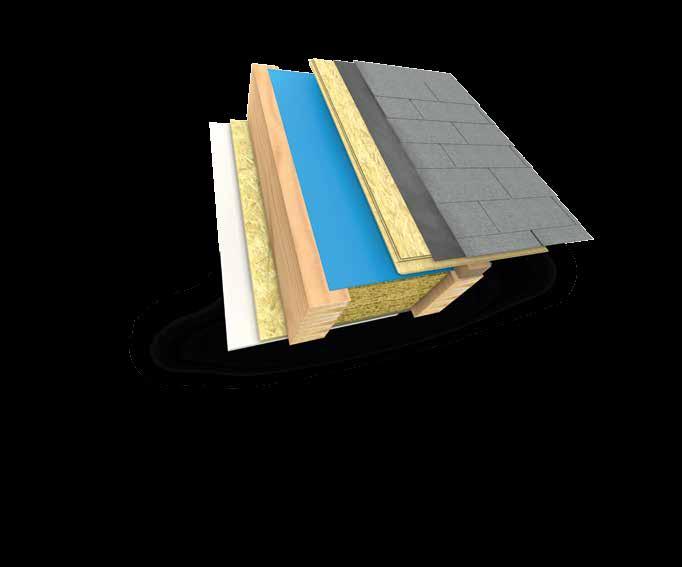 Vapour-permeable warm roof construction with ventilated bitumenous roof decking on EGGER Roofing