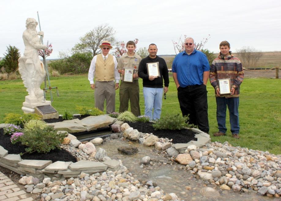 water feature are (from left) Historical Society President