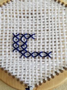 stitch backwards, from the top right to the bottom