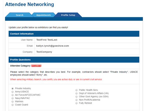 Step 2: Profile Setup Once you have logged in to the ASC: click on the left menu item Networking Roundtables & Itinerary Builder You will see three tabs across the top: Search, Itinerary and Profile