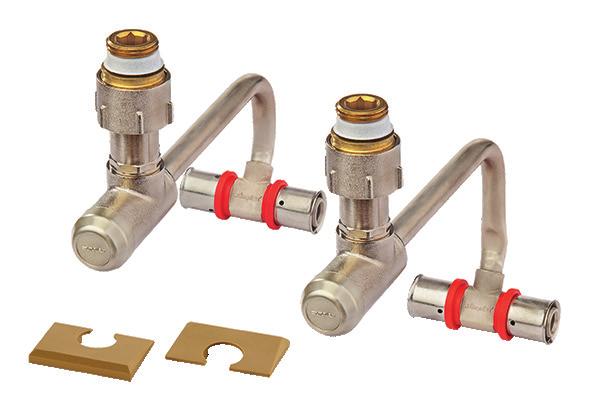 mm G3/4f x 18 mm G3/4f x 22 mm Supply and return flow connections with nickel-plated copper bends