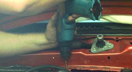 That will allow the drill motor to be correctly positioned while drilling the holes for the passenger side firewall
