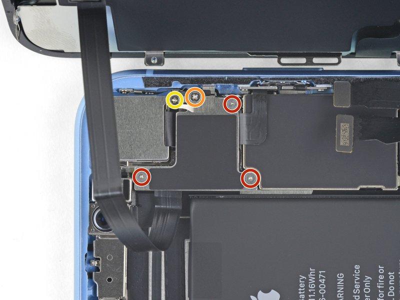 Step 18 Remove five screws securing the logic board connector bracket, of the following lengths: