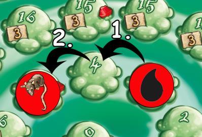 An overview of which chips to put into the bag to start the game is also depicted on the left in the book on the player board. How to play The game consists of 9 rounds.
