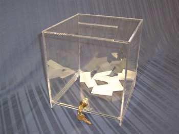 79 9"W x 9"D x 10"H Removable Bottom B5010 - Clear Acrylic Ballot Box with Sign Holder $22.