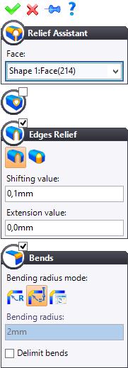 Generate the edge reliefs and bends