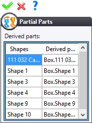 This function has created all the part documents in the Project tree. From the Project tree, select the following parts: Box.