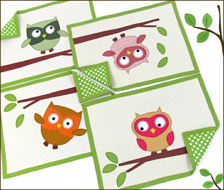 Published on Sew4Home Playful Appliquéd Owls Placemat Set Editor: Liz Johnson Thursday, 22 September 2016 1:00 "Whoooooooo wants lunch?