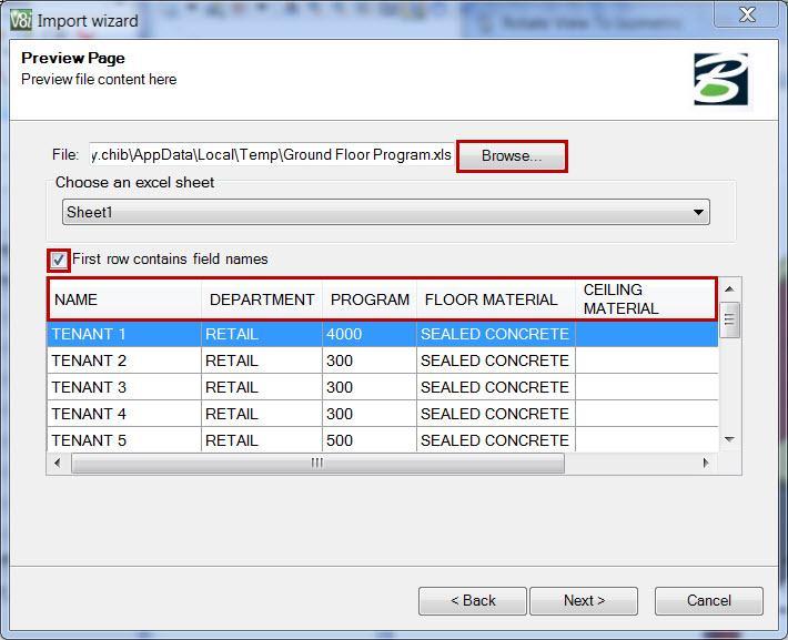 Once the Import Wizard is started up, simply browse to the delimited text file, CSV file or the Excel file and the data will be imported and listed in the wizard.