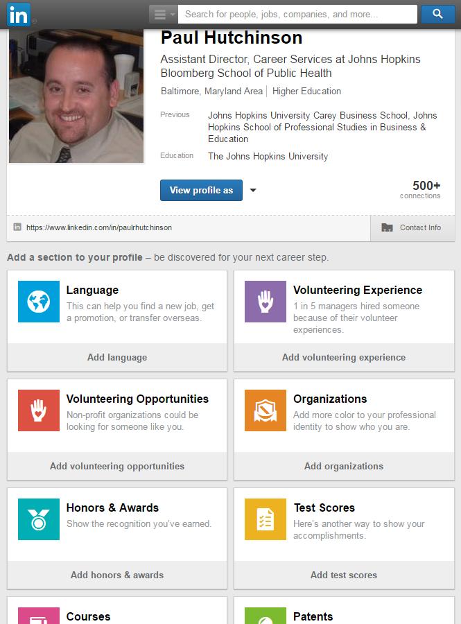 Updating your LinkedIn Profile Add sections to