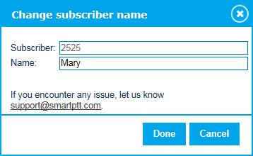 2. Click the Change subscriber name button 17 in the action list that opened.