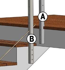 The first installed post should be the straight post adjacent to the top stair post. Figure H. Place your top stair post and position it so the space between the stair and deck posts is less than 4.