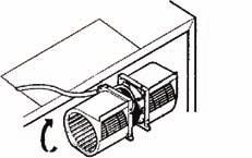 3 B4 ADAPT MICROWAVE OVEN BLOWER FOR OUTSIDE BACK EXHAUST (cont.) BEFORE: Fan Blade Openings Facing Up 4 Carefully pull out the blower unit.