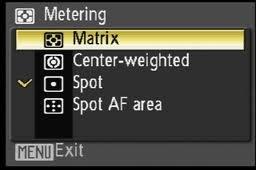 Metering The metering system in your camera measures the amount of light in the scene you are photographing and determines the aperture and shutter speed needed for a correct exposure.