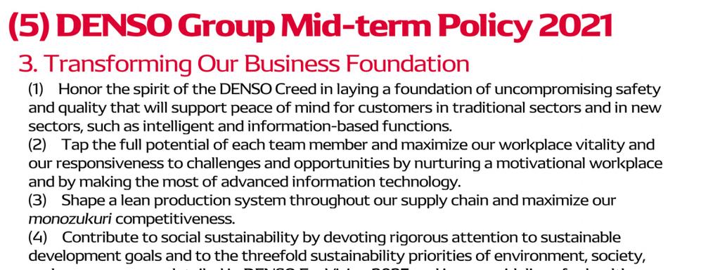 [DENSO Group Mid-term Policy 2021] 3.