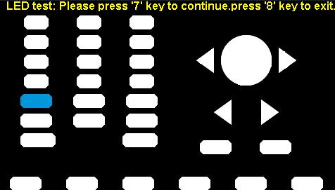 shapes represent the front panel keys. The prompt message Please press 7 Key to continue, press 8 Key to exit. is displayed.