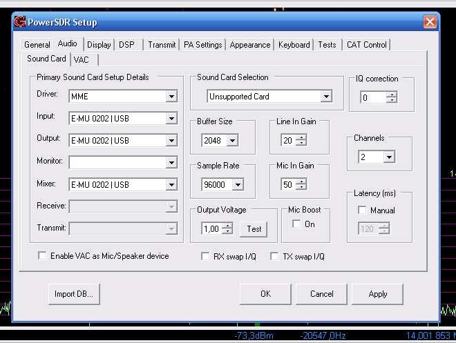 2. Main tag: Audio* Sub tag: Sound Card* The settings in this window are essential.
