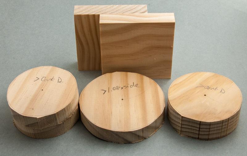 I thought the square ones were more interesting than plain round ones and knew I could easily make them square by using waste wood and temporary joints.
